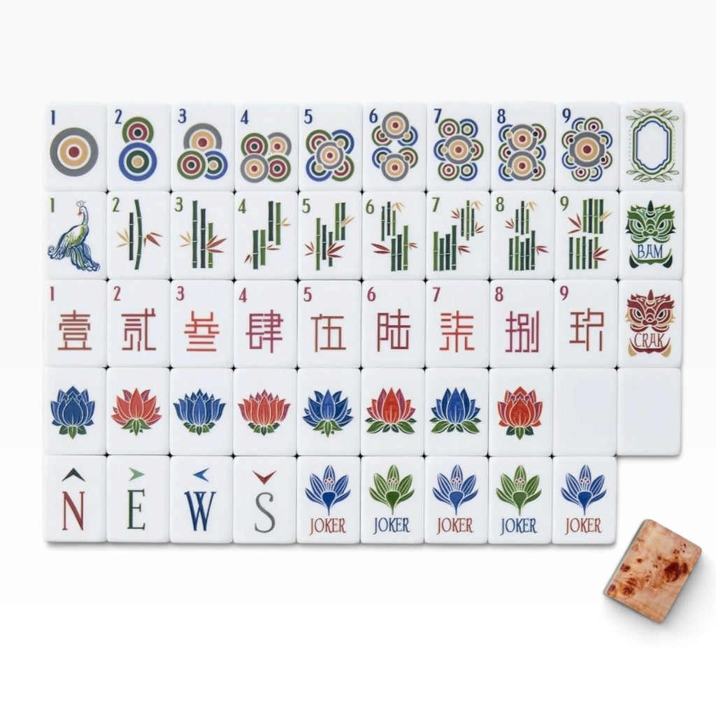 4 Layer Wood Grain Look Back American Mahjong Tile Set