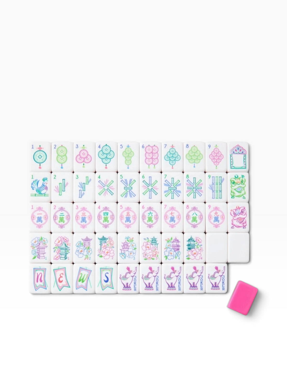 4 Layer Pink Back American Mahjong Tile Set