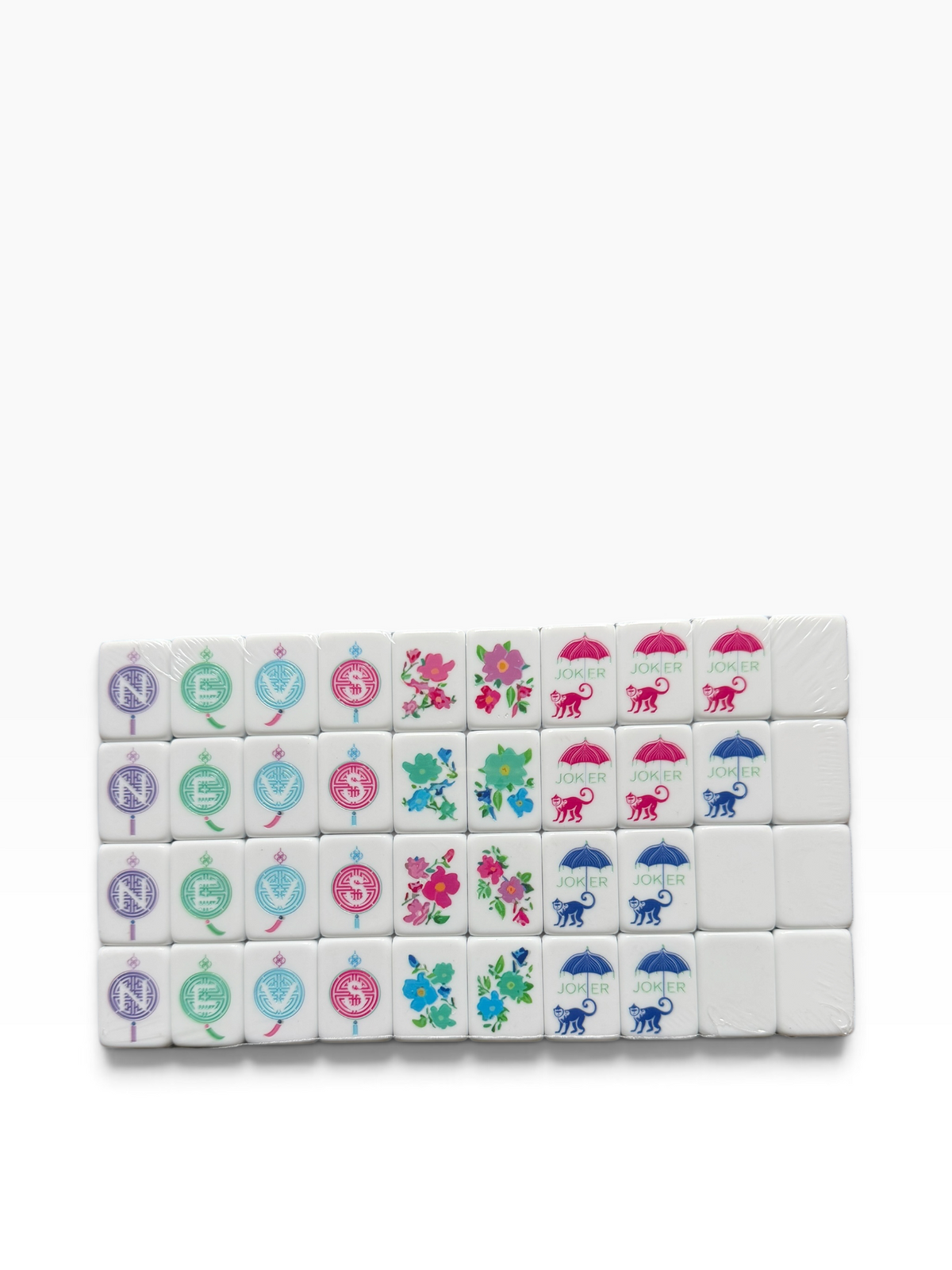 4 Layer Bright Green Back American Mahjong Tile Set