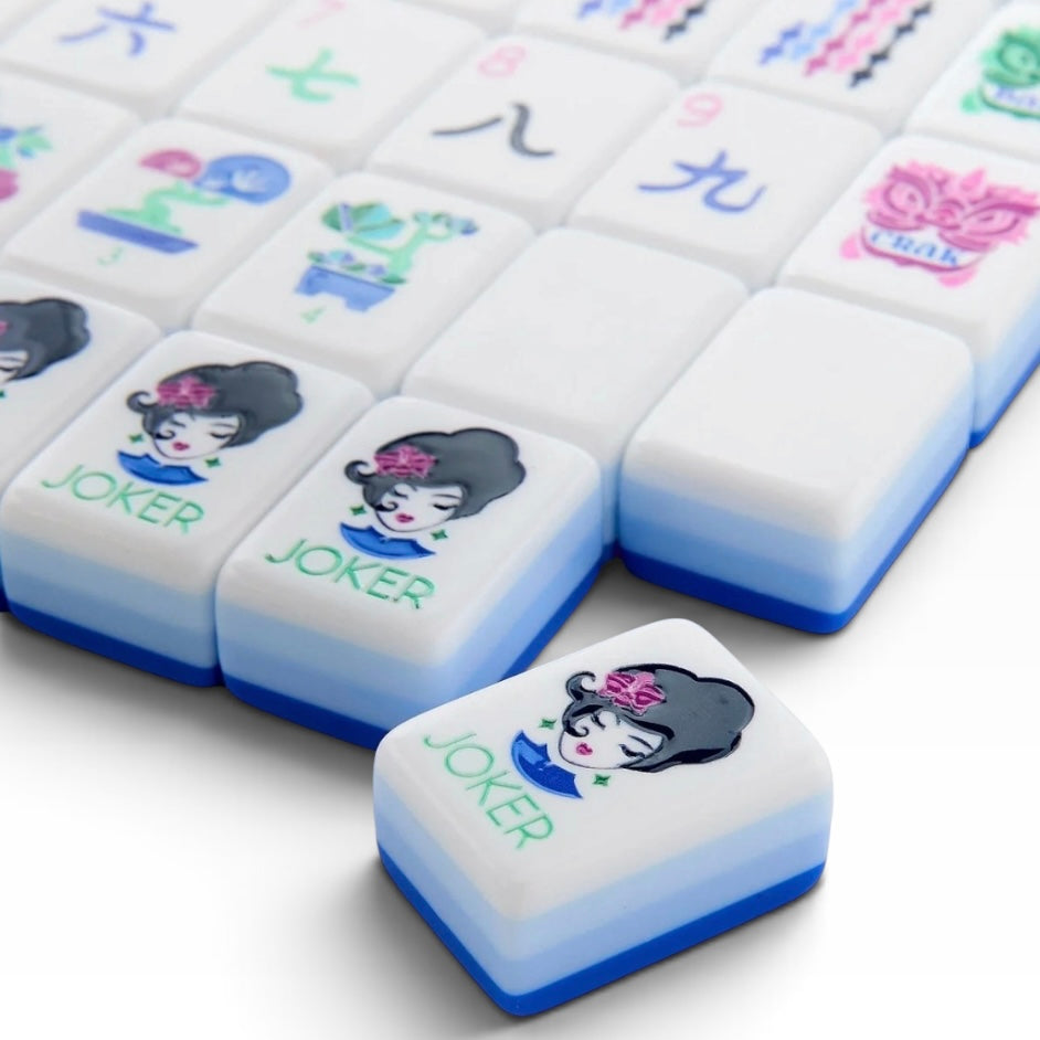 4 Layer Lake Blue Back American Mahjong Tile Set
