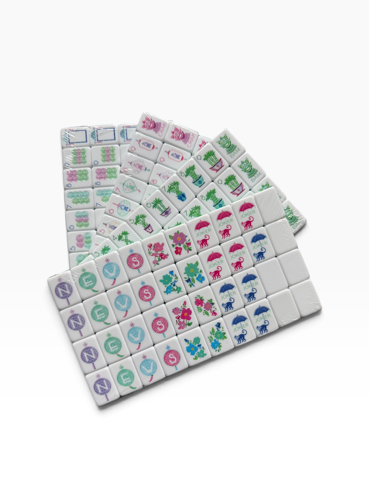 4 Layer Bright Green Back American Mahjong Tile Set
