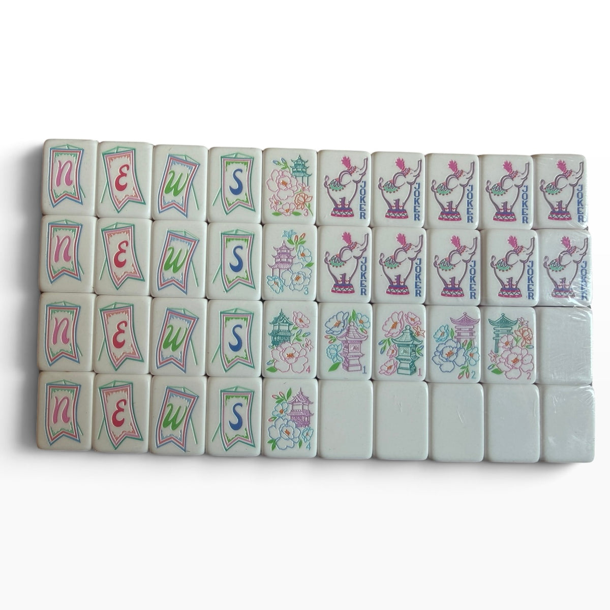 4 Layer Pink Back American Mahjong Tile Set