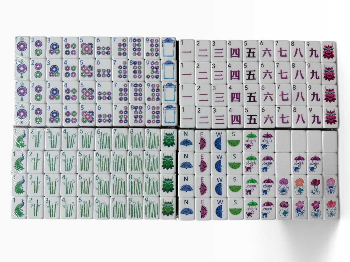 4 Layer Purple Back American Mahjong Tile Set