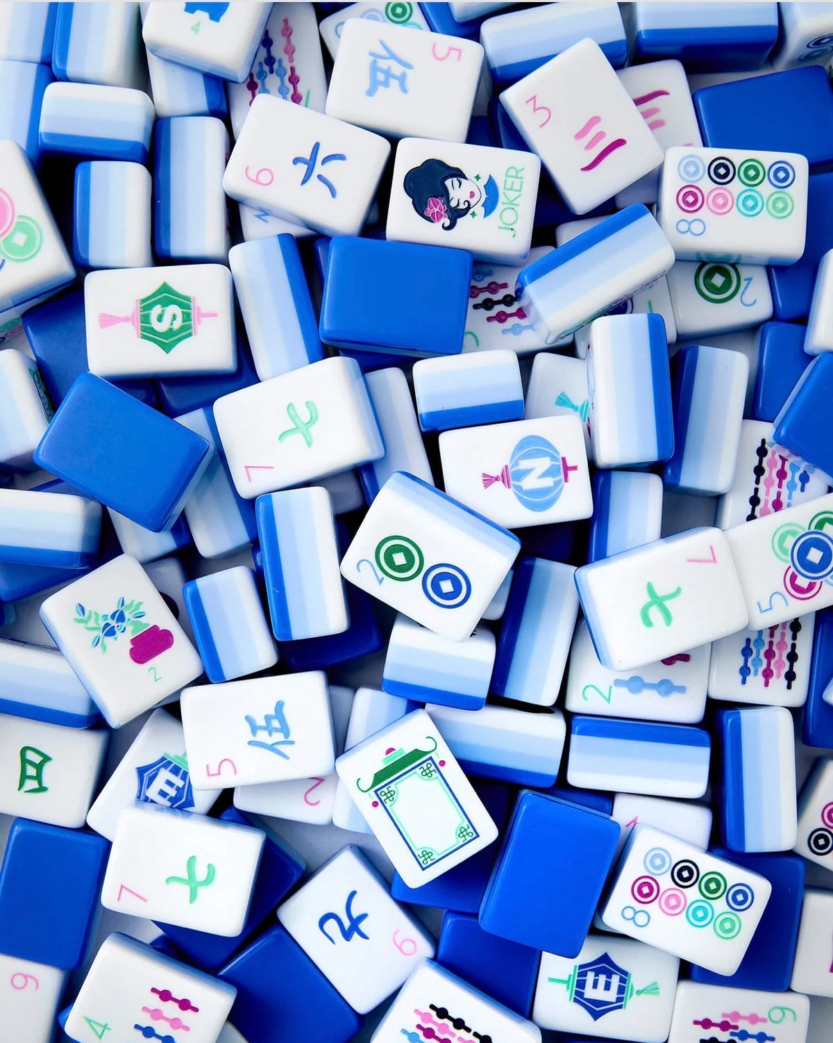 4 Layer Lake Blue Back American Mahjong Tile Set