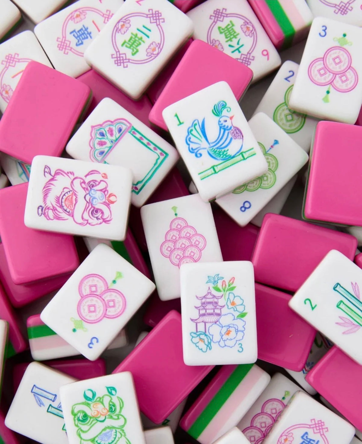 4 Layer Pink Back American Mahjong Tile Set