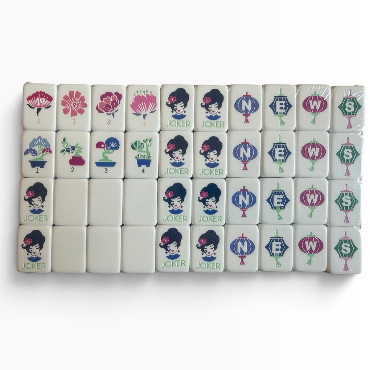 4 Layer Lake Blue Back American Mahjong Tile Set