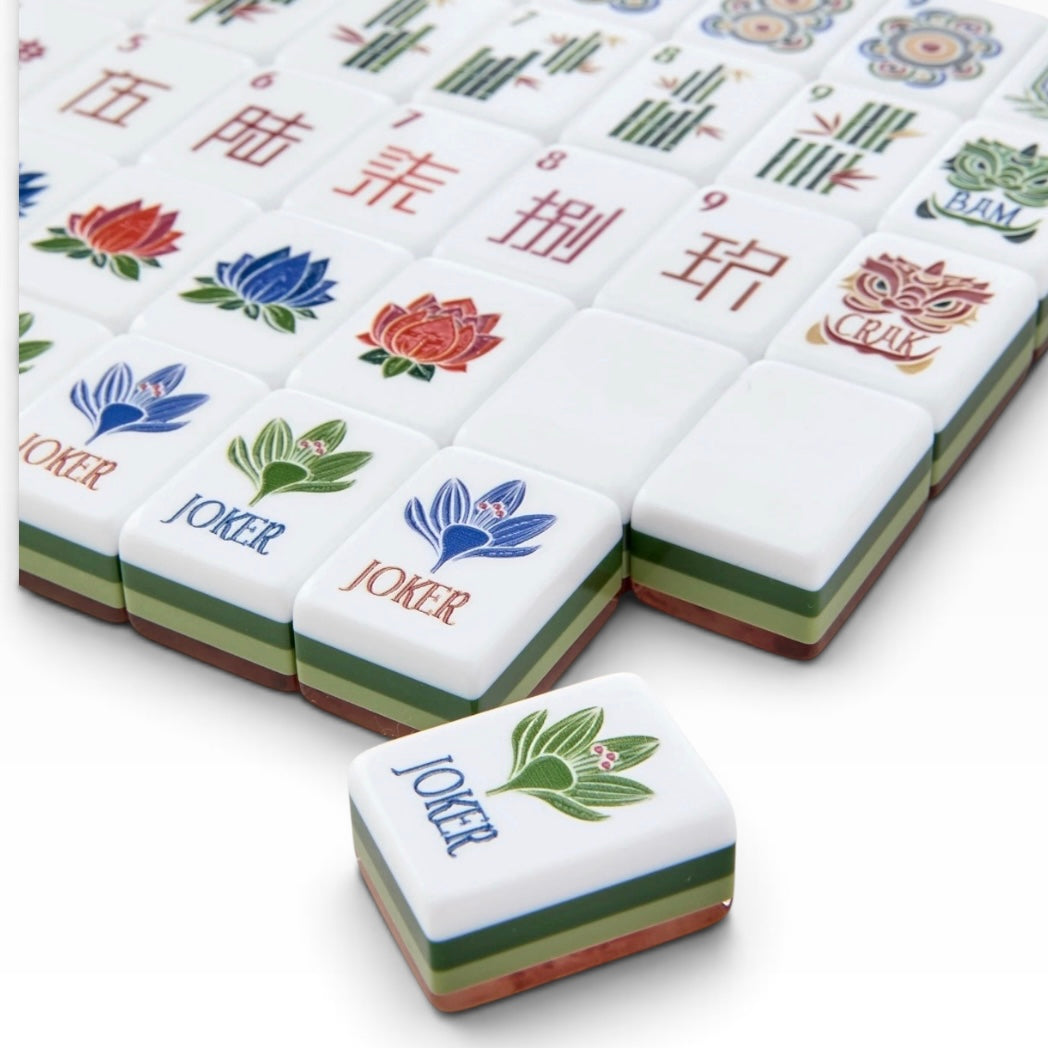 4 Layer Wood Grain Look Back American Mahjong Tile Set
