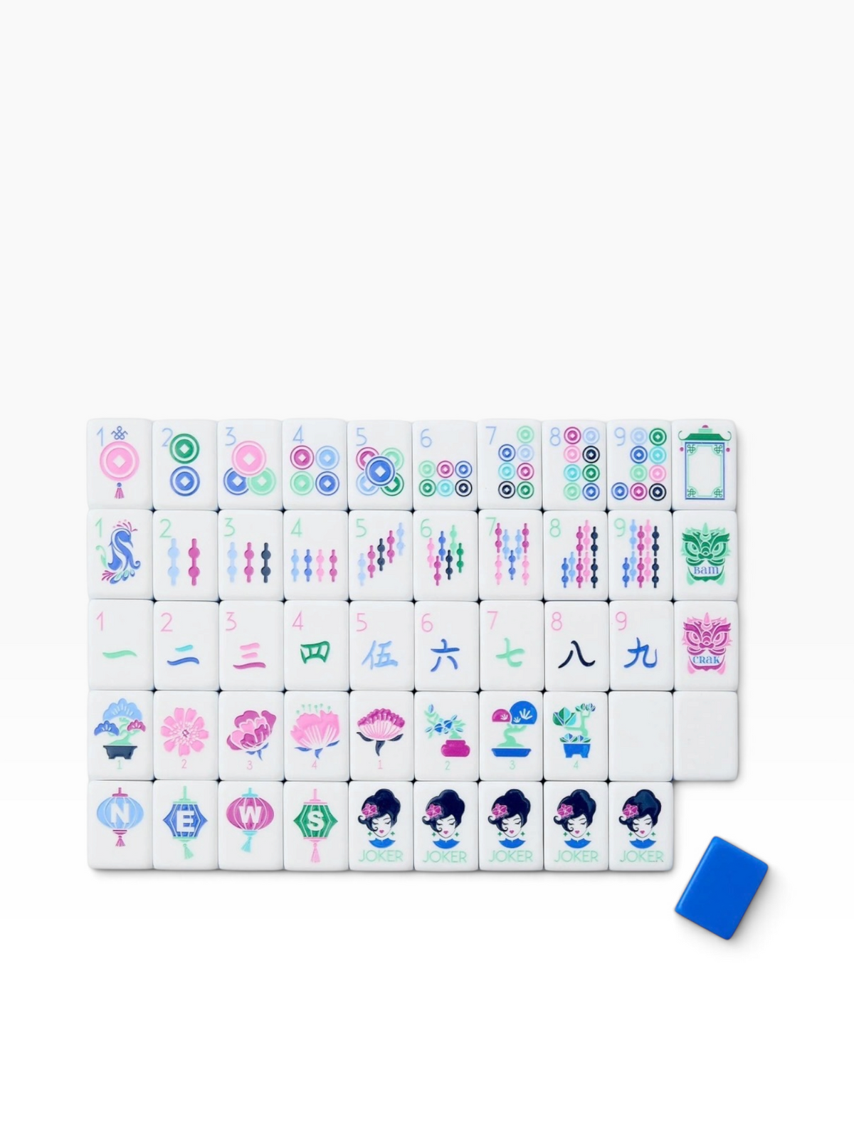 4 Layer Lake Blue Back American Mahjong Tile Set