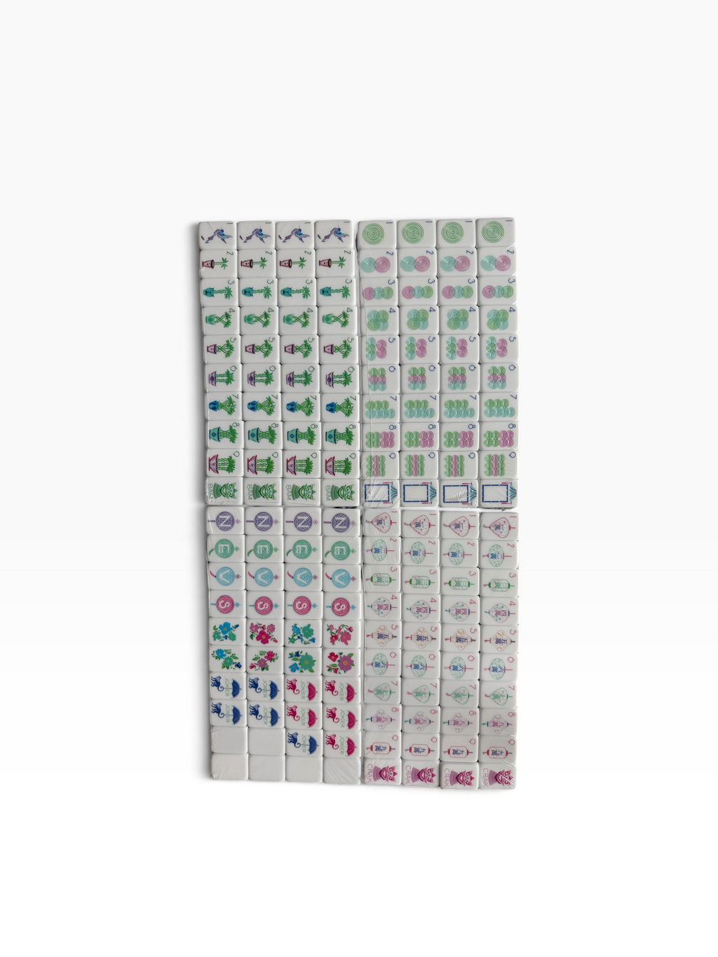 4 Layer Bright Green Back American Mahjong Tile Set