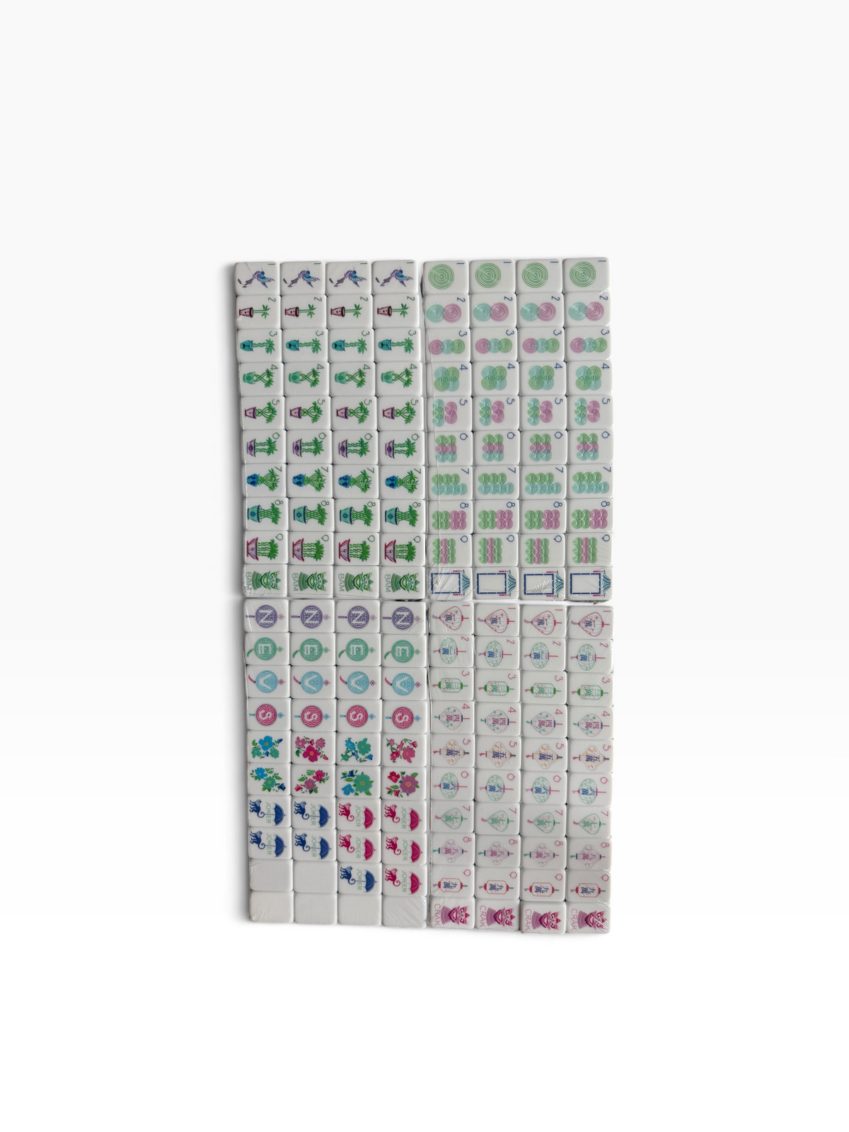 4 Layer Bright Green Back American Mahjong Tile Set