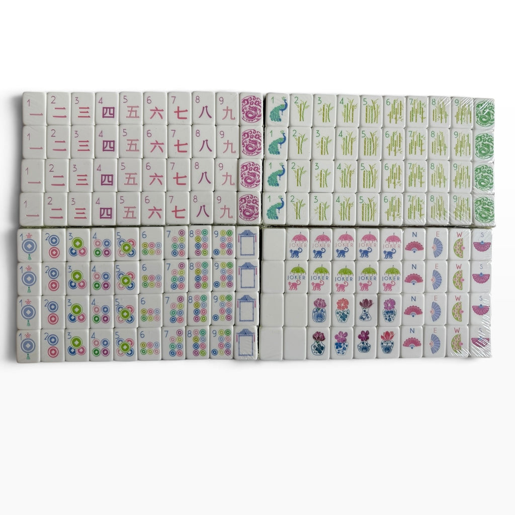 4 Layer Lime Green Back American Mahjong Tile Set