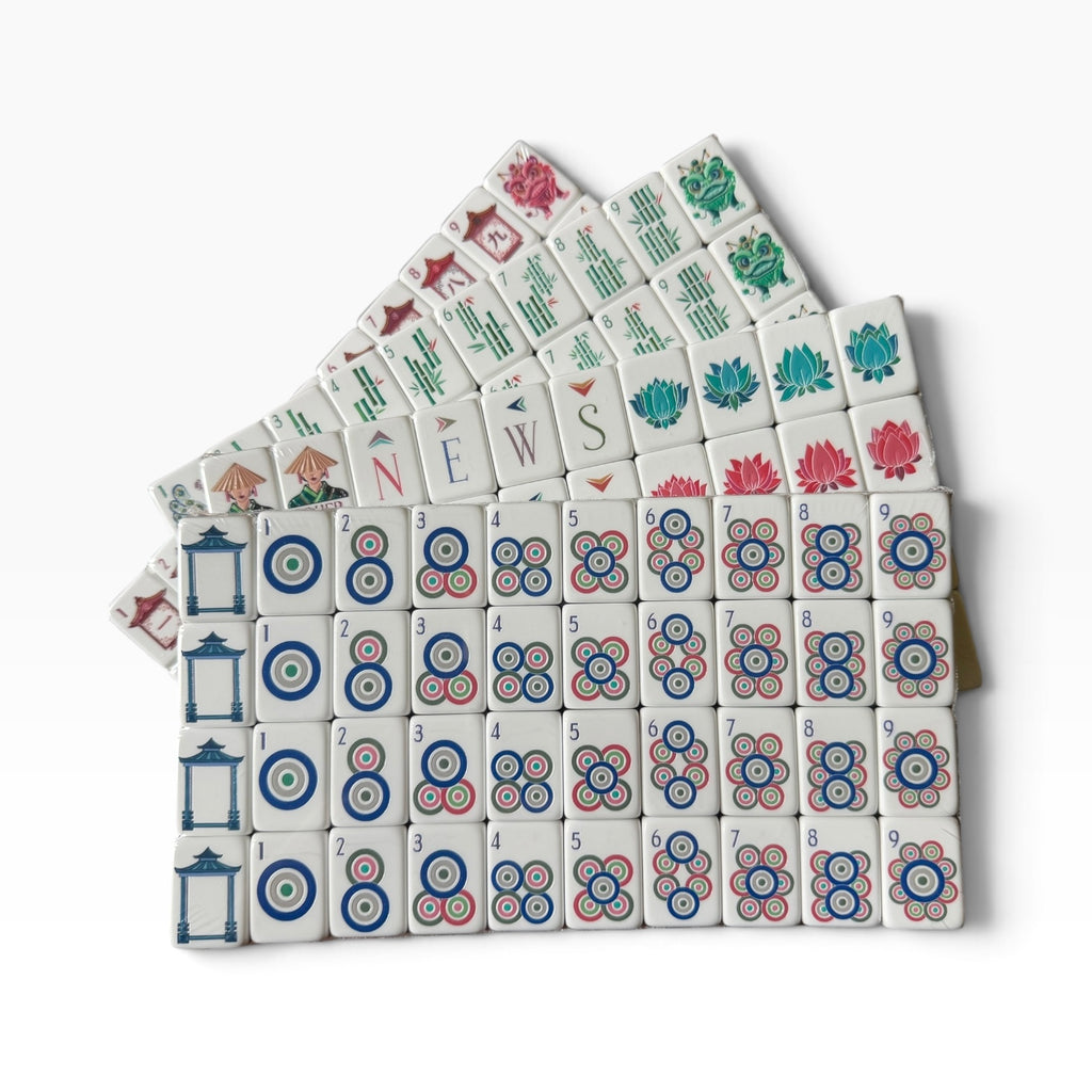 4 Layer Olive Green Back American Mahjong Tile Set