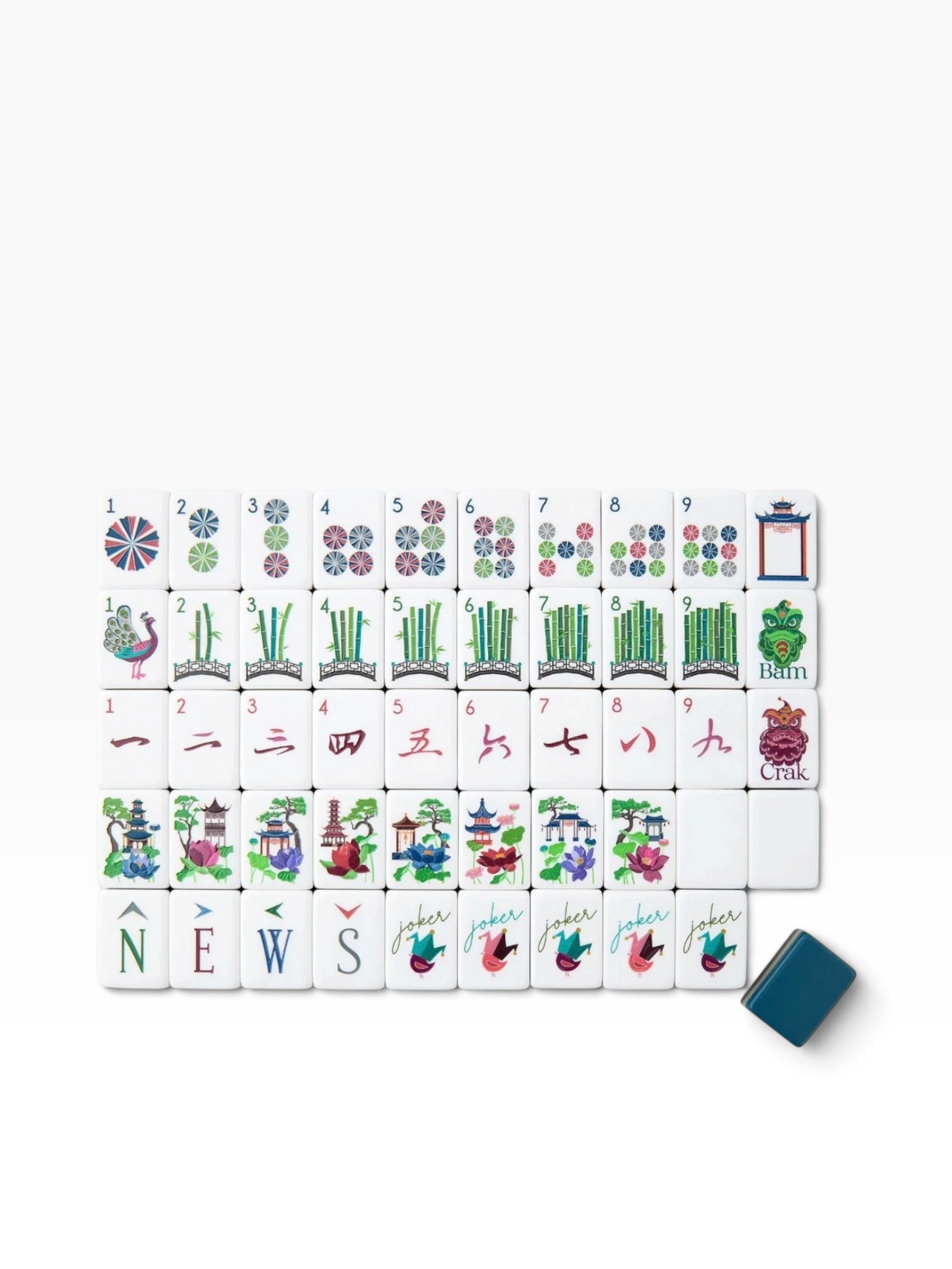 4 Layer Teal Back American Mahjong Tile Set
