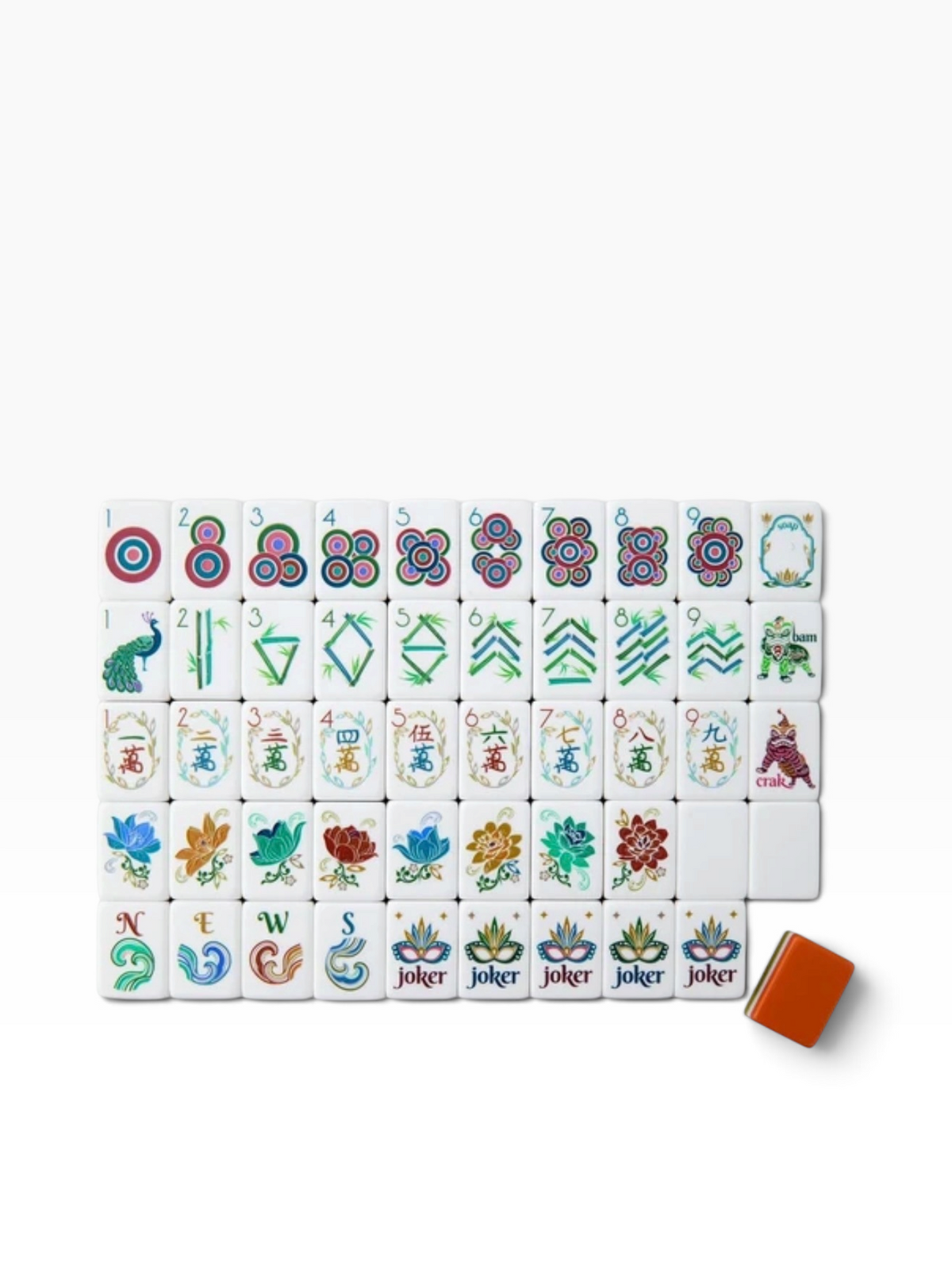 4 Layer Burnt Orange Back American Mahjong Tile Set