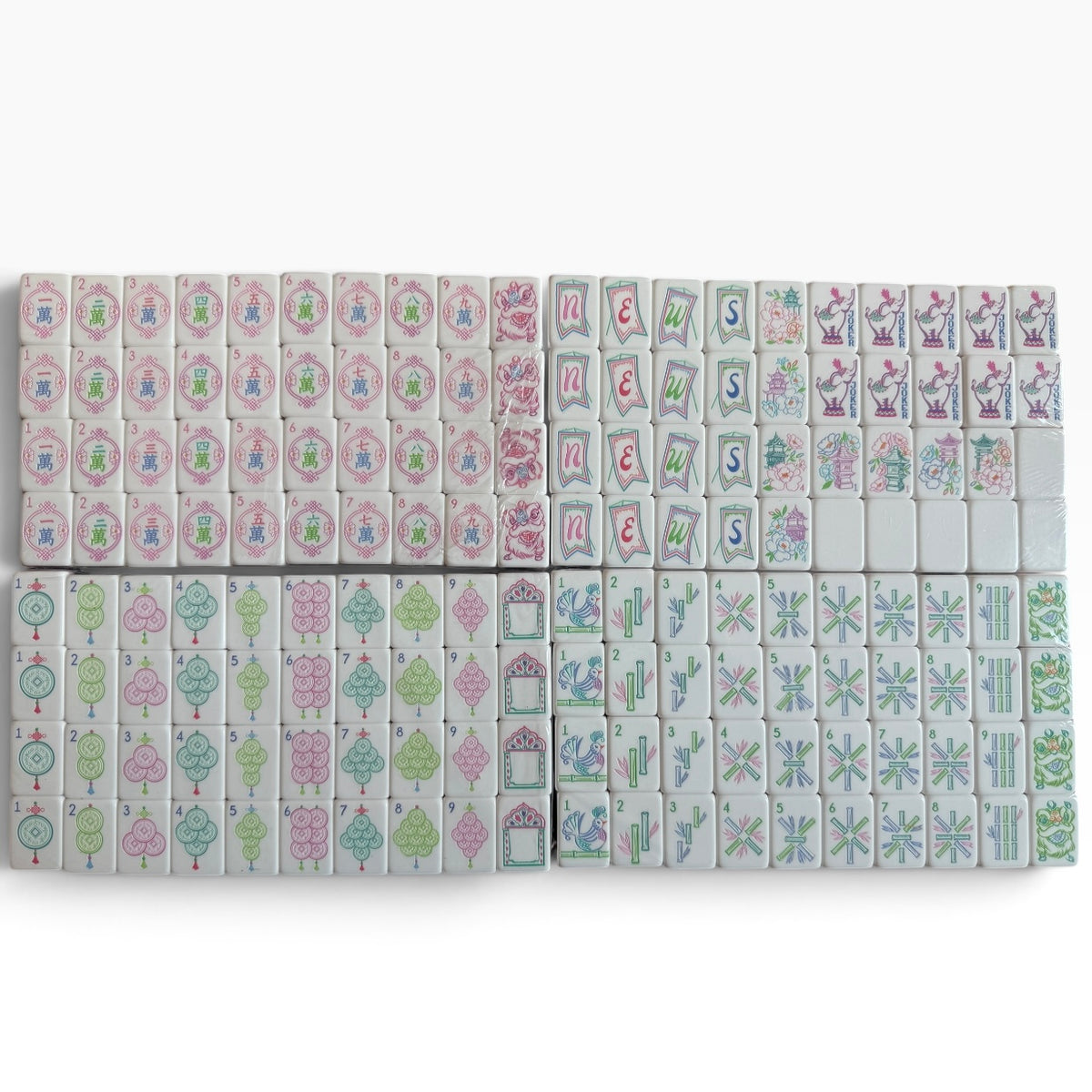 4 Layer Pink Back American Mahjong Tile Set