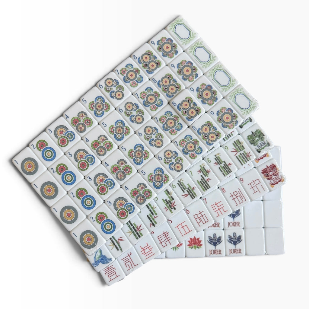 4 Layer Wood Grain Look Back American Mahjong Tile Set
