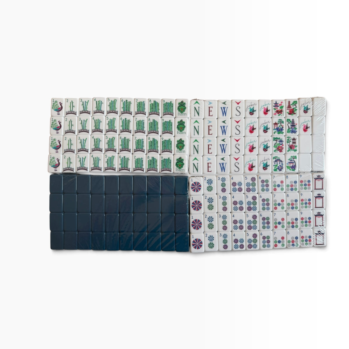 4 Layer Teal Back American Mahjong Tile Set
