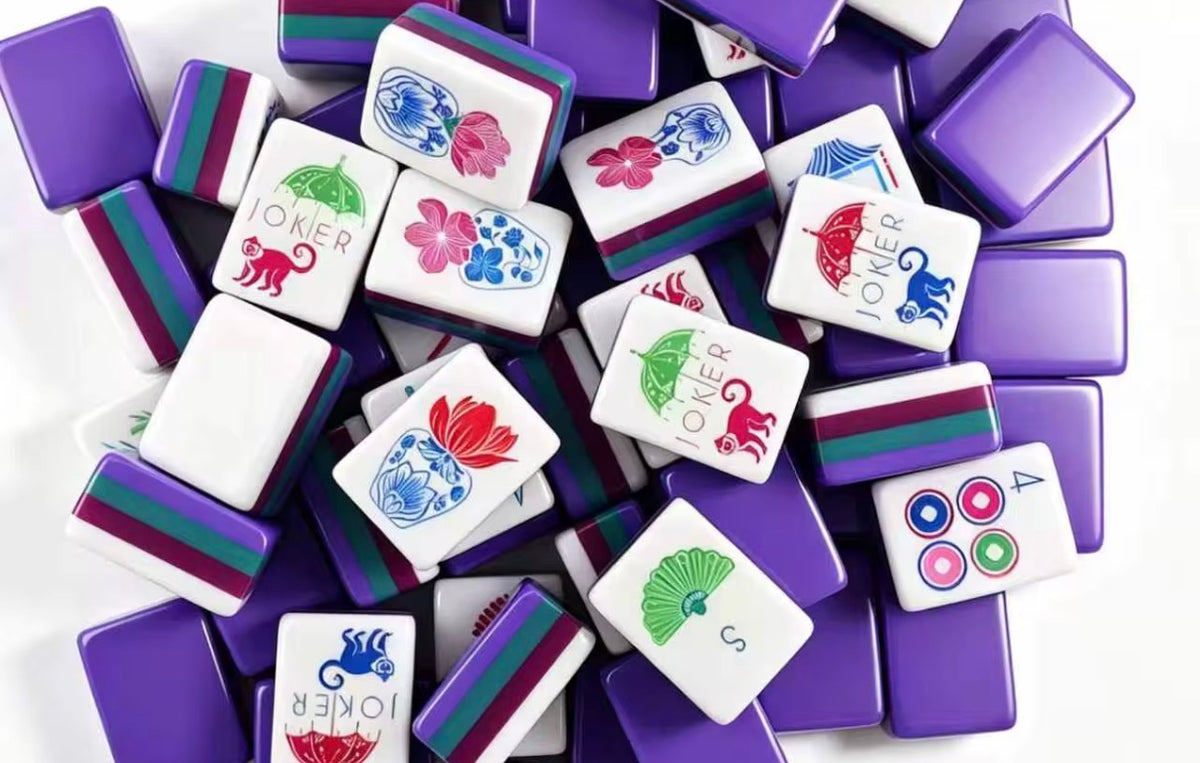 4 Layer Purple Back American Mahjong Tile Set