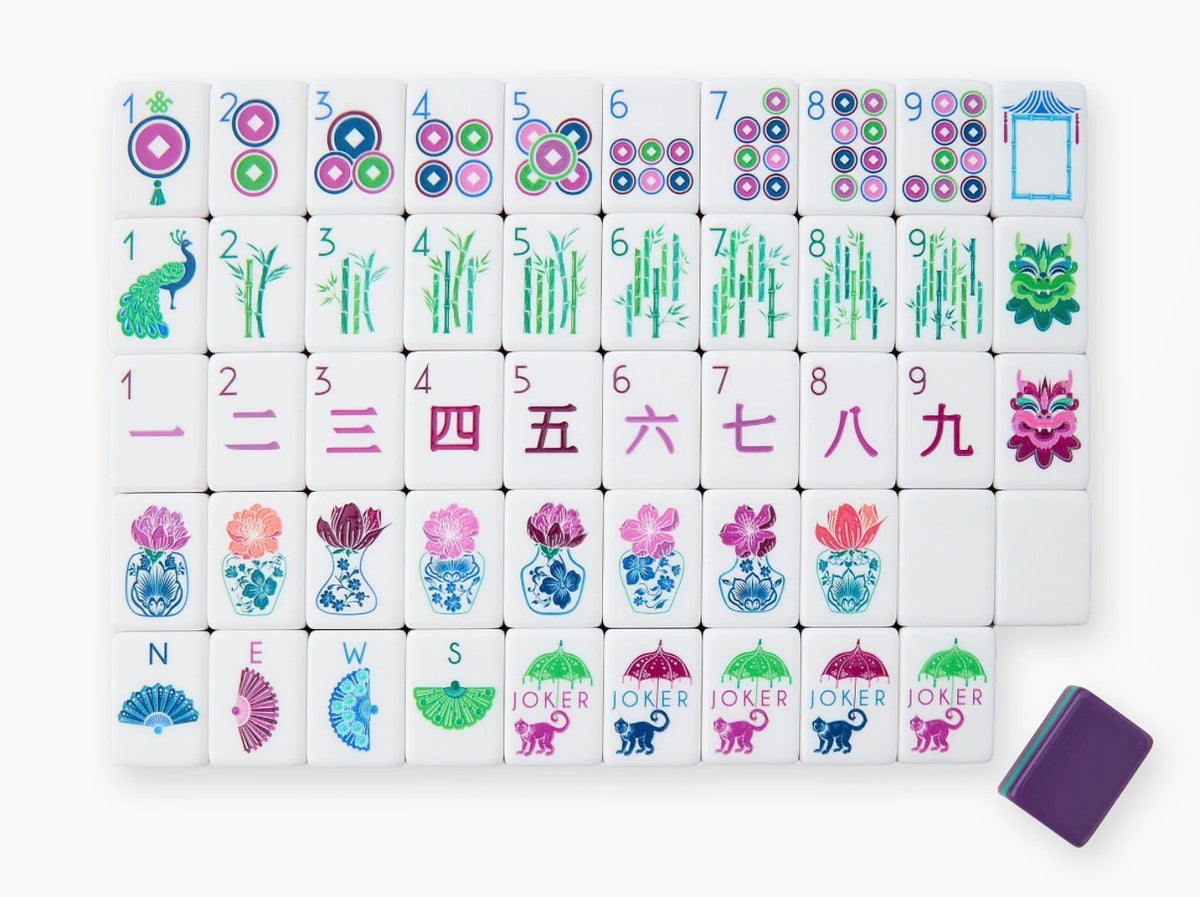 4 Layer Purple Back American Mahjong Tile Set