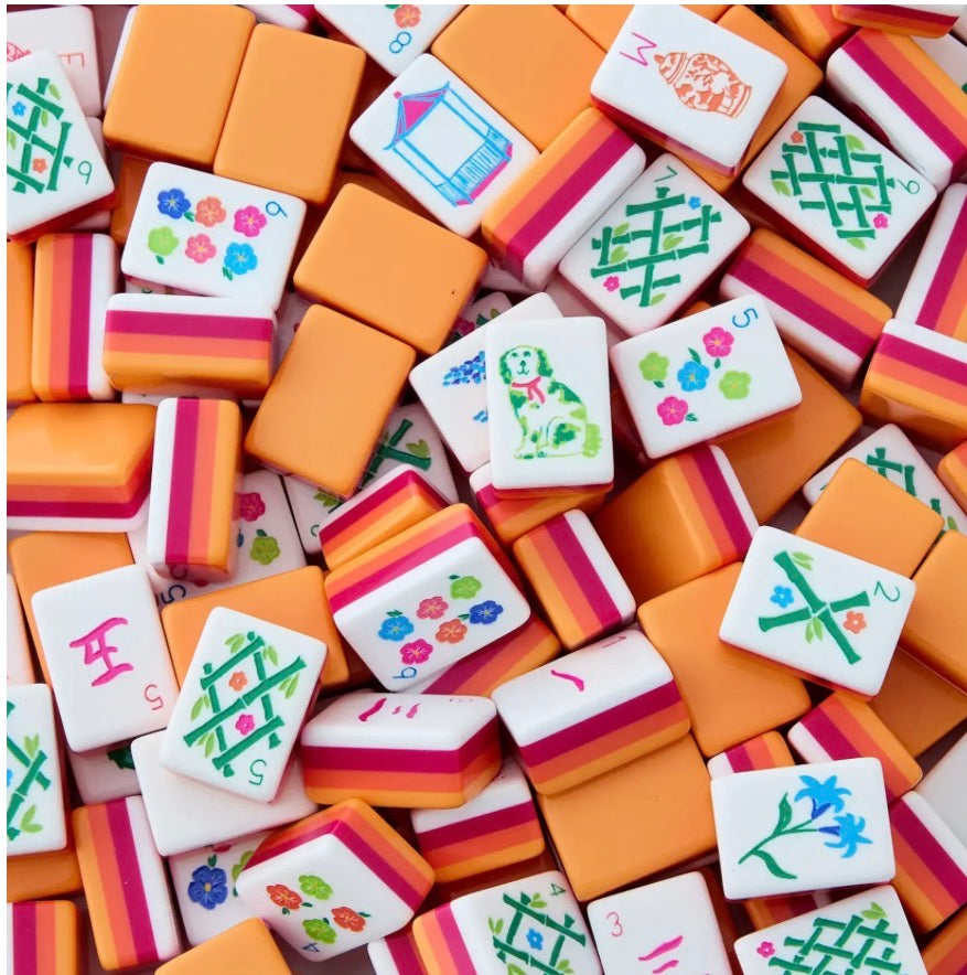 4 Layer Orange Back American Mahjong Tile Set