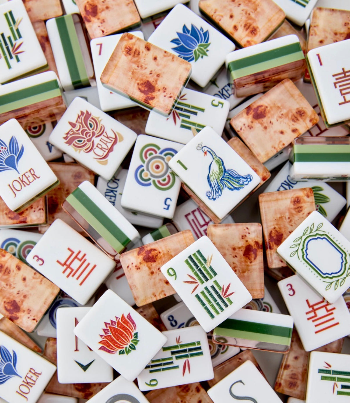 4 Layer Wood Grain Look Back American Mahjong Tile Set