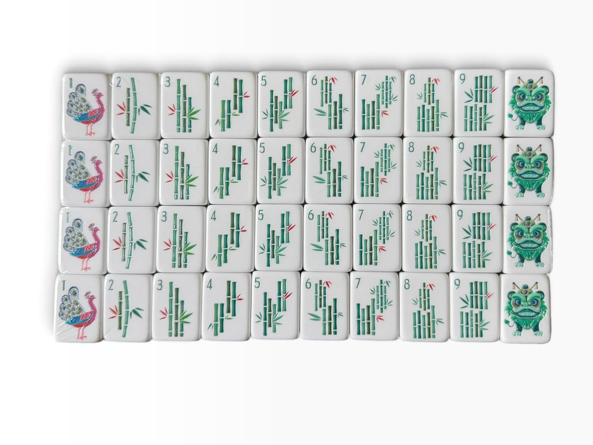 4 Layer Olive Green Back American Mahjong Tile Set