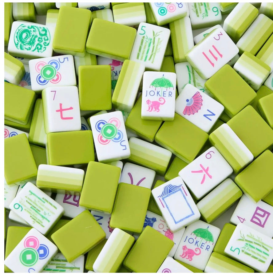 4 Layer Lime Green Back American Mahjong Tile Set
