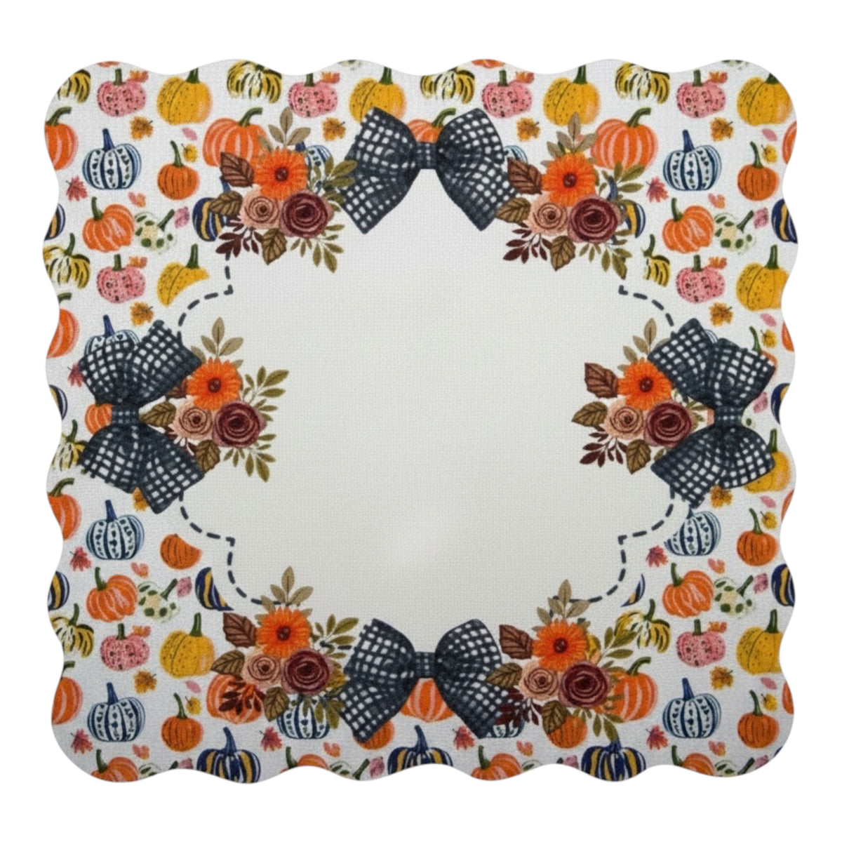 Pumpkins & Plaid Scalloped Edge Mahjong Mat