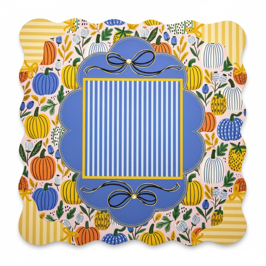 Pumpkins & Pearls Scalloped Mahjong Mat