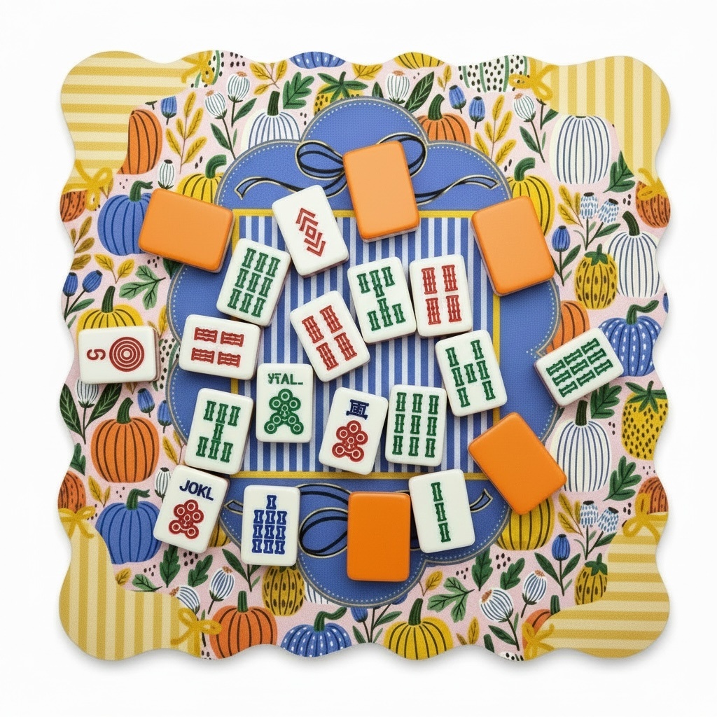 Pumpkins & Pearls Scalloped Mahjong Mat