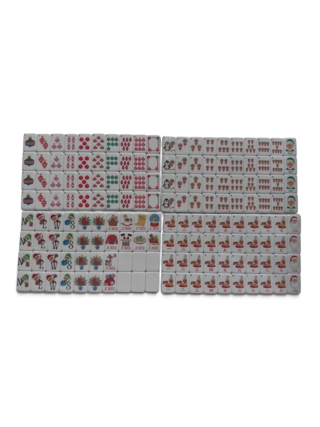 Christmas Cheer Custom Designed  Holiday Mahjong Tile Set & Tile Bag