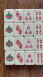 Christmas Cheer Custom Designed  Holiday Mahjong Tile Set & Tile Bag